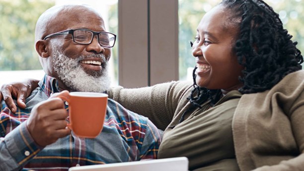 Two people having a cuppa