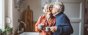 Senior couple at home for christmas