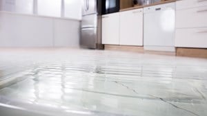 Kitchen that’s been flooded with water