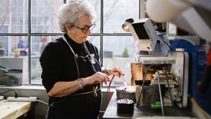 Woman back to work and in a workshop