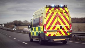 back of ambulance on road